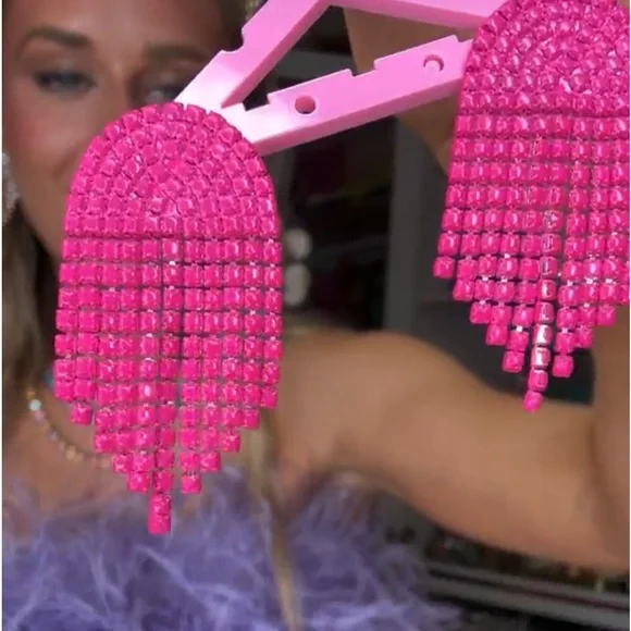 NWT Feed Me Gems Neon Pink Baby Jumbo Earrings - Picture 5 of 5